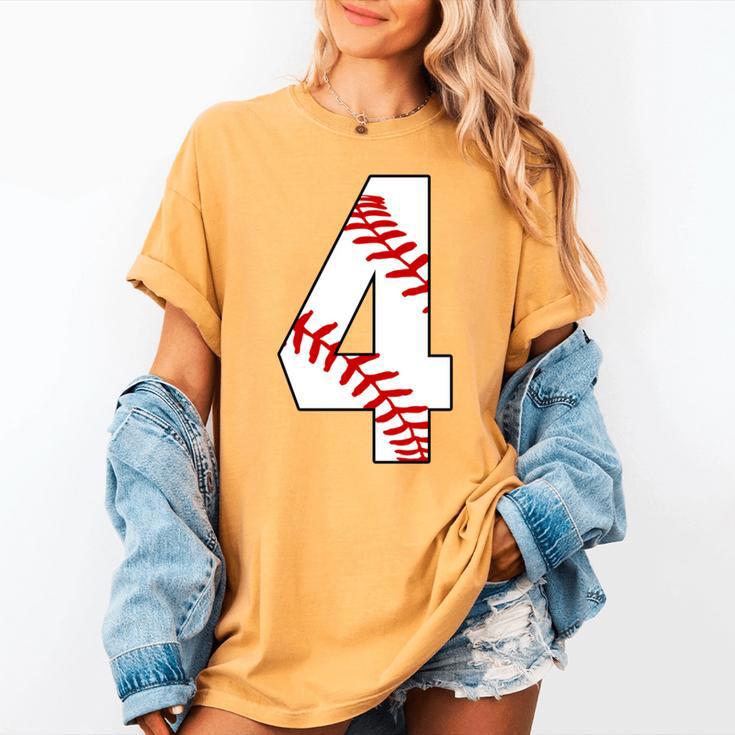 4 Laces 4th Birthday Boy Four Years Baseball Mom T-Shirt Women's Comfort Colors T-Shirt