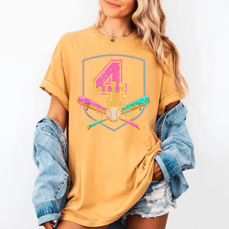 4th Birthday Baseball Bat Ice-Cream Drip 4yrs Old Boys Girls Women's Comfort Colors T-Shirt 4th Birthday Baseball Bat Ice-Cream Drip 4yrs Old Boys Girls Women's Comfort Colors T-Shirt
