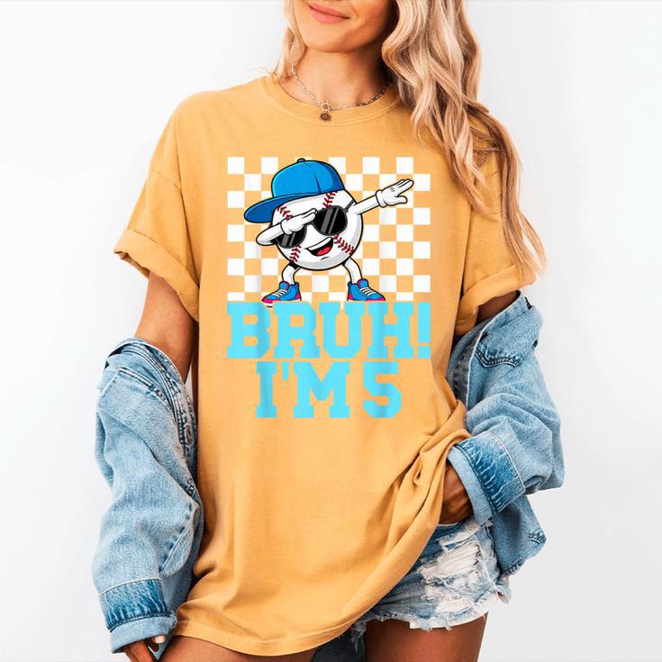 5th Birthday Dabbing Baseball Boys Bruh I'm 5 Year Old Women's Comfort Colors T-Shirt