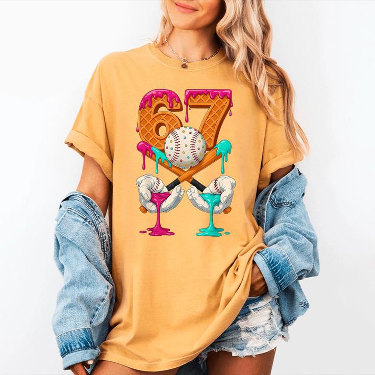 6 7 Ice Cream Drip Baseball Number 67 Player Boy Girl Kids Women's Comfort Colors T-Shirt