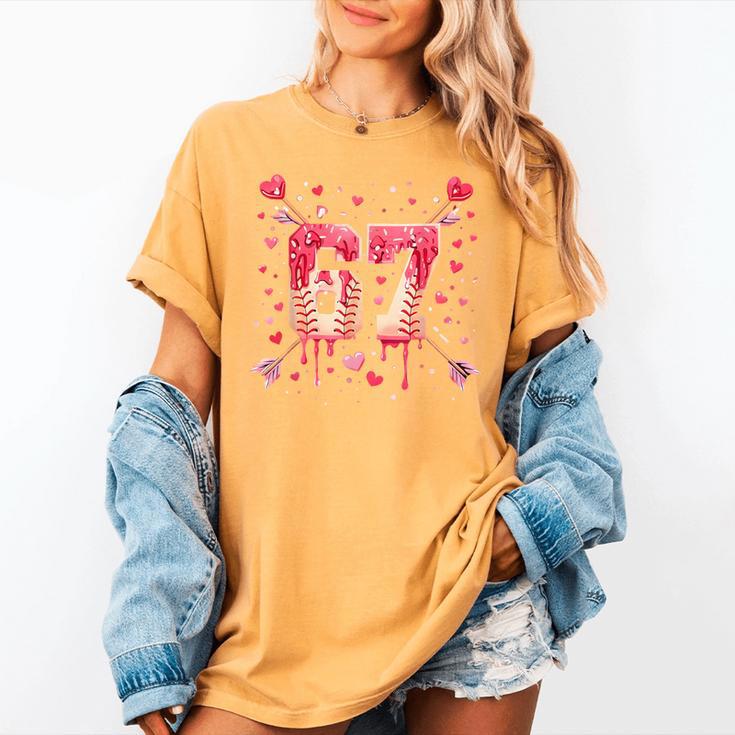 6 7 Melting Number Arrow Baseball Drip Valentine's Day Women's Comfort Colors T-Shirt