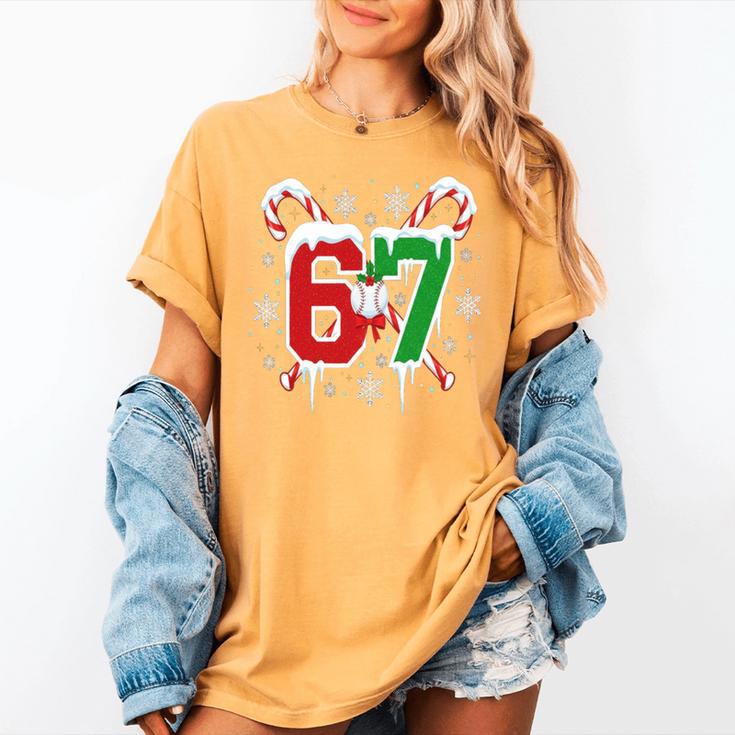 67 Baseball Christmas Candy Cane Snowflake Holiday Sports Women's Comfort Colors T-Shirt 67 Baseball Christmas Candy Cane Snowflake Holiday Sports Women's Comfort Colors T-Shirt