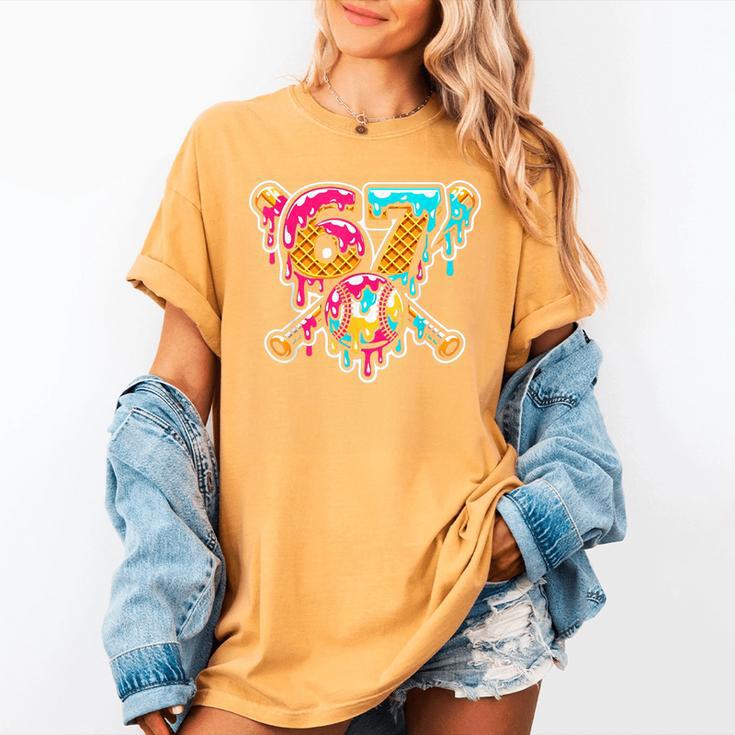 67 Baseball Ice Cream Drip Number Women's Comfort Colors T-Shirt
