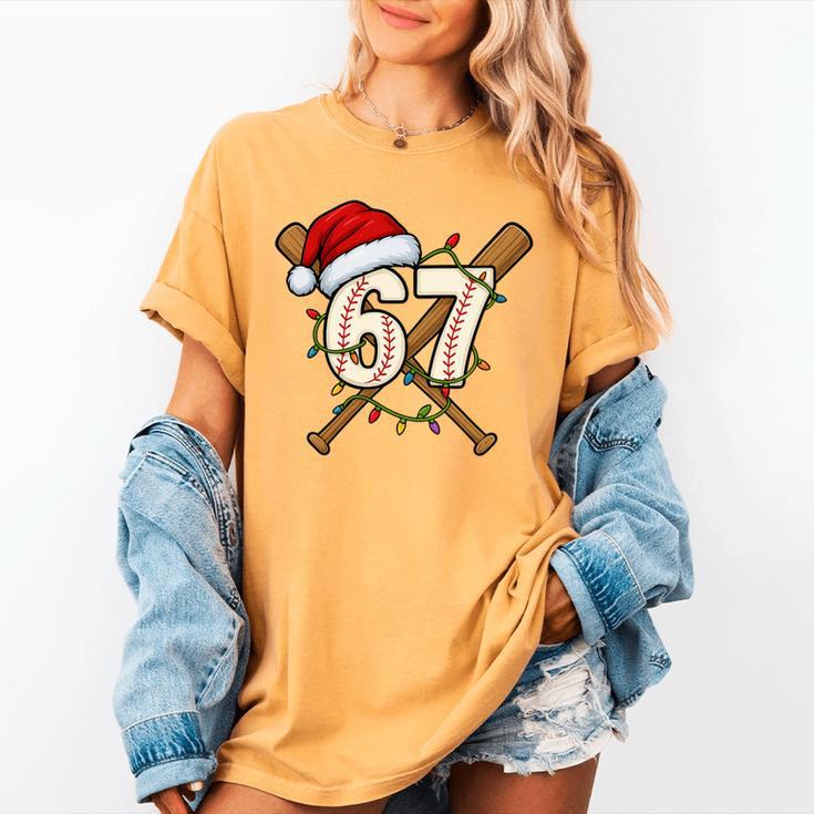 67 Baseball Xmas Lights Santa Hat Holiday Women's Comfort Colors T-Shirt 67 Baseball Xmas Lights Santa Hat Holiday Women's Comfort Colors T-Shirt