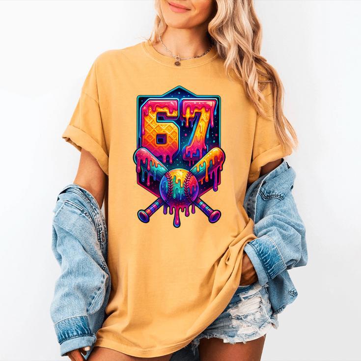 67 Meme Trendy Baseball Number 67 Player Six Seven Women's Comfort Colors T-Shirt