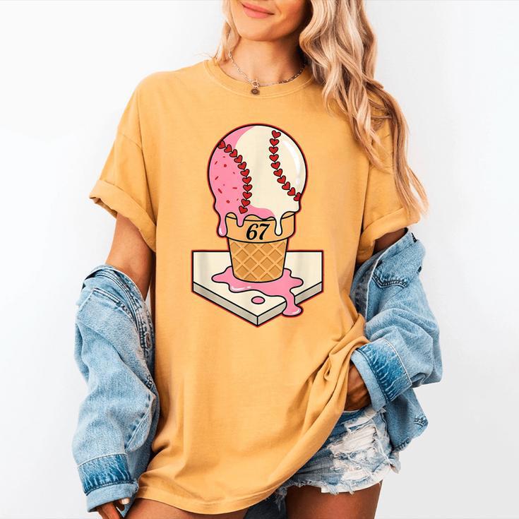67 Tee Baseball Creamy Dripping Graphic Sixty-Seven Clothes Women's Comfort Colors T-Shirt