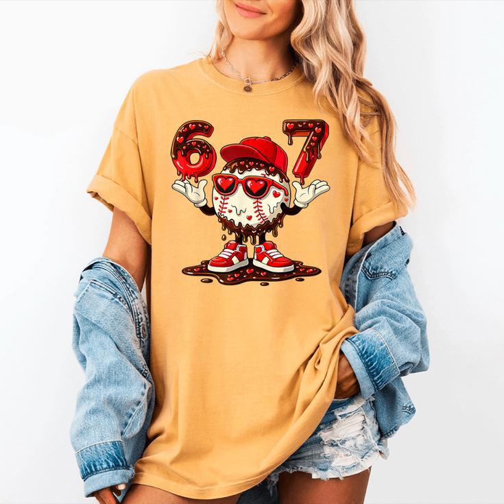 67 Valentine Day Baseball Chocolate Ice Cream Drip Women's Comfort Colors T-Shirt