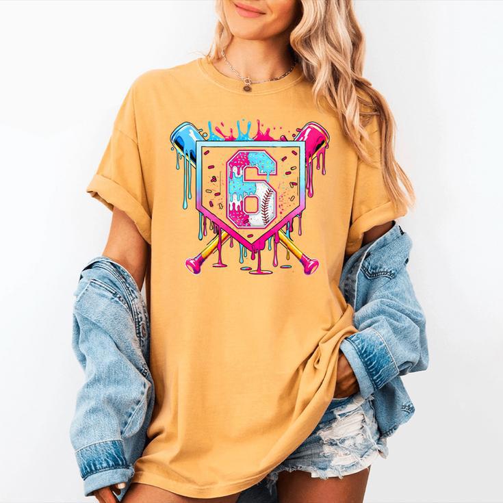 6th Birthday Boys Baseball Ice Cream Drip Boys Baseball Women's Comfort Colors T-Shirt