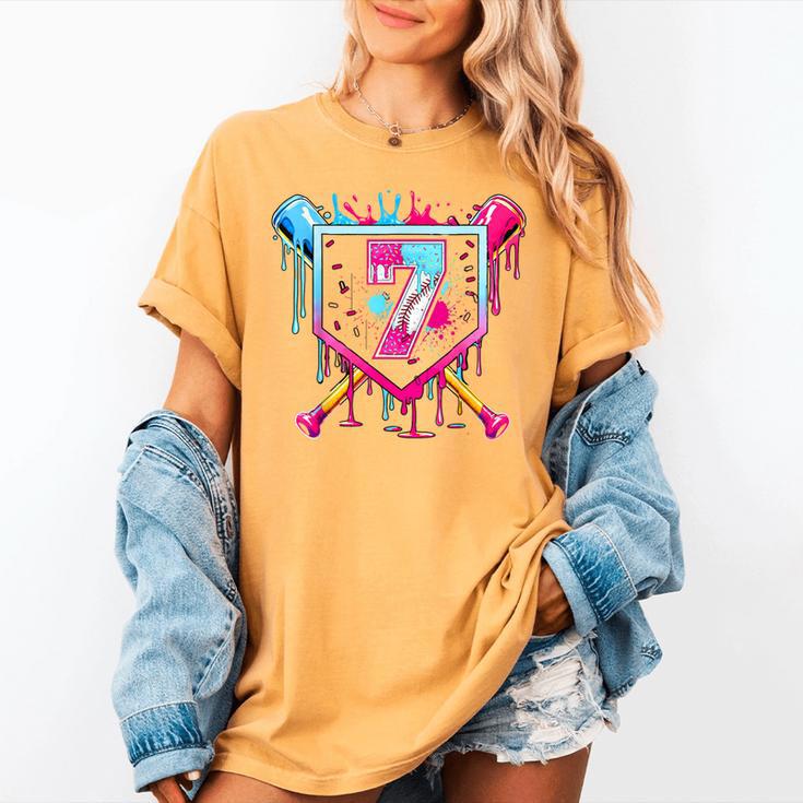 7th Birthday Boys Baseball Ice Cream Drip Boys Baseball Women's Comfort Colors T-Shirt