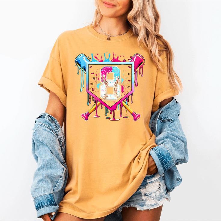 8th Birthday Boys Baseball Ice Cream Drip Boys Baseball Women's Comfort Colors T-Shirt 8th Birthday Boys Baseball Ice Cream Drip Boys Baseball Women's Comfort Colors T-Shirt