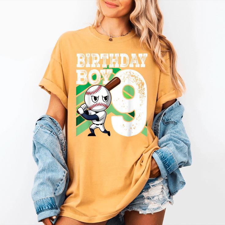 9th Birthday Baseball Birthday Party 9th Birthday Boy Women's Comfort Colors T-Shirt