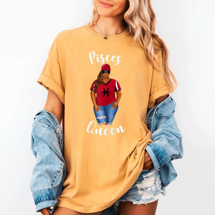 African American Baseball Mom Pisces Queen Zodiac Sign Women's Comfort Colors T-Shirt