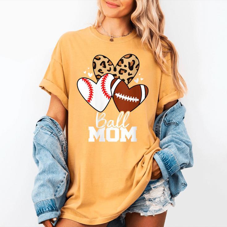 Ball Mom Football Baseball Mom Heart Women's Comfort Colors T-Shirt
