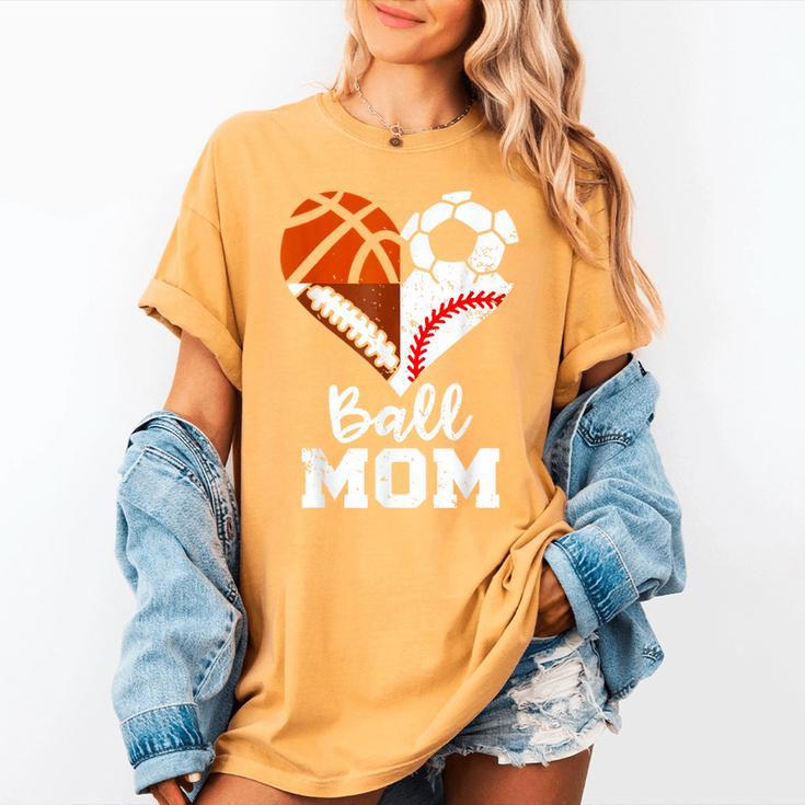 Ball Mom Heart Soccer Basketball Baseball Football Mom Women's Comfort Colors T-Shirt Ball Mom Heart Soccer Basketball Baseball Football Mom Women's Comfort Colors T-Shirt