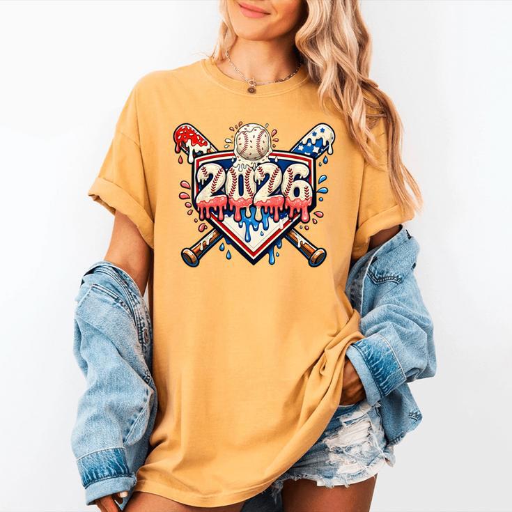 Baseball 2026 Ice Cream Drip Bats For Boys Birthday Graphic Women's Comfort Colors T-Shirt Baseball 2026 Ice Cream Drip Bats For Boys Birthday Graphic Women's Comfort Colors T-Shirt