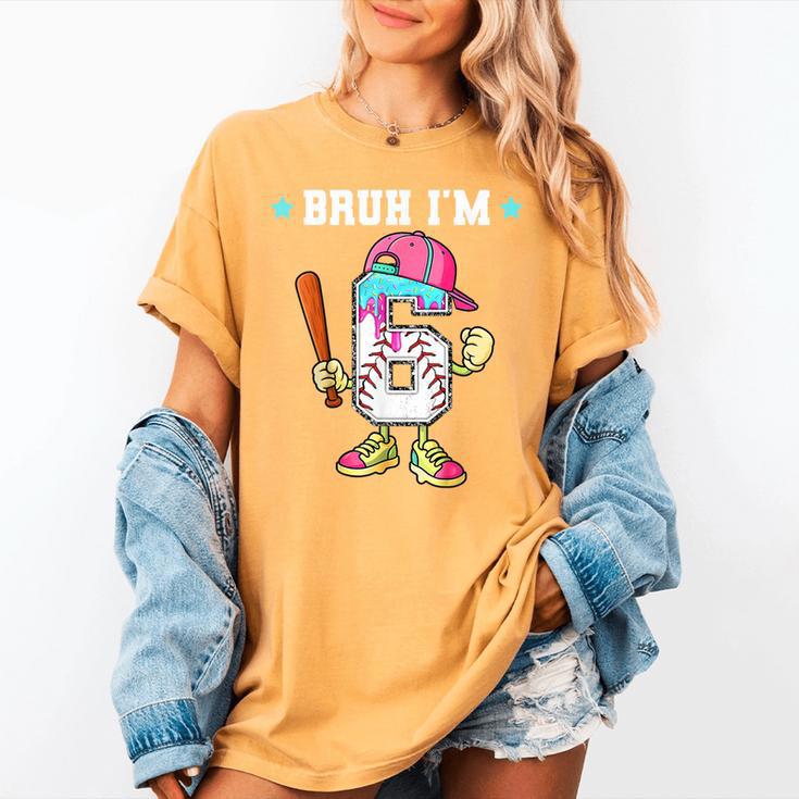 Baseball 6th Birthday Boy Ice Cream Drip Bruh I'm 6 Year Old Women's Comfort Colors T-Shirt