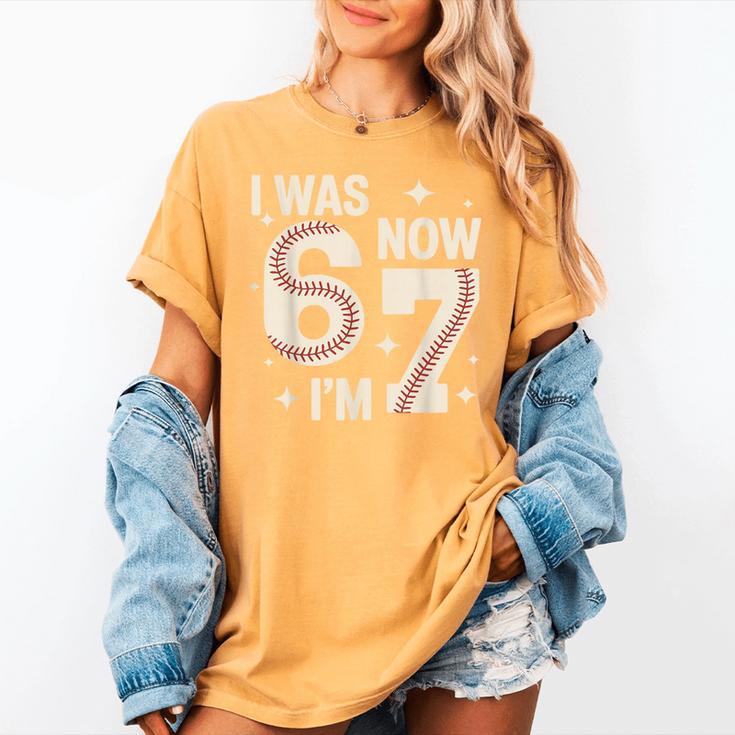 Baseball 7th Birthday 6 7 Years Old I Was 6 Now I'm 7 Women's Comfort Colors T-Shirt