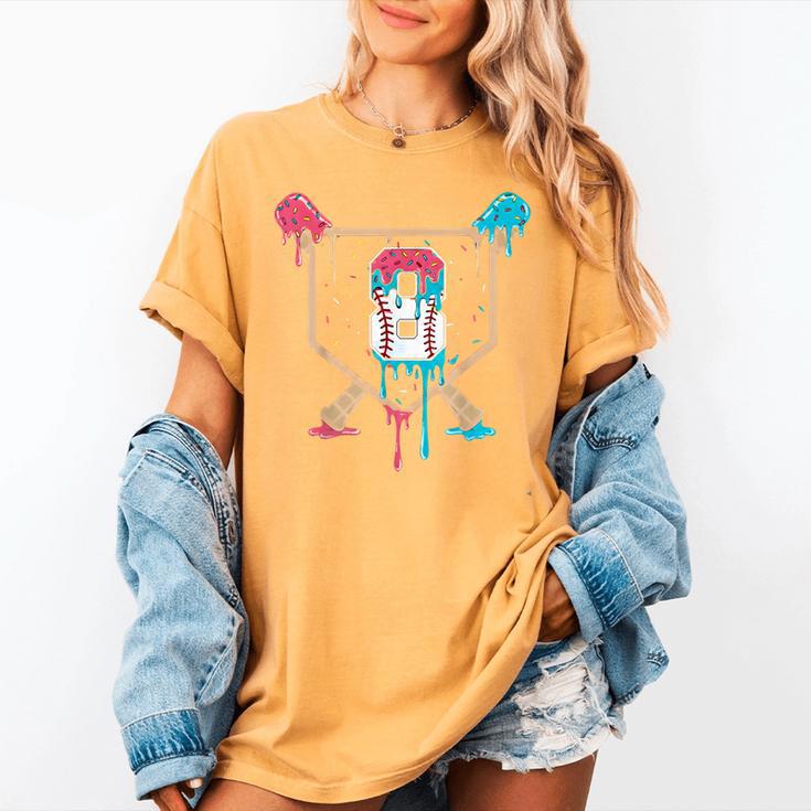 Baseball 8 Year Old Ice Cream Drip 8th Birthday Boys Player Women's Comfort Colors T-Shirt Baseball 8 Year Old Ice Cream Drip 8th Birthday Boys Player Women's Comfort Colors T-Shirt