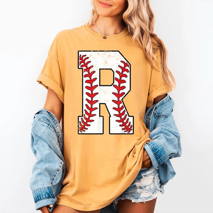 Baseball Alphabet Monogram Initial Letter R Women's Comfort Colors T-Shirt