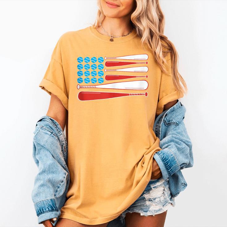 Baseball American Flag Patriotic USA Pride Women's Comfort Colors T-Shirt Baseball American Flag Patriotic USA Pride Women's Comfort Colors T-Shirt