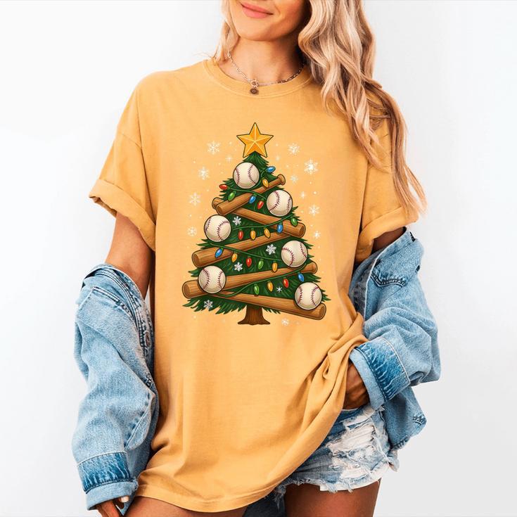 Baseball Bat Christmas Tree Lights Holiday Xmas Women's Comfort Colors T-Shirt Baseball Bat Christmas Tree Lights Holiday Xmas Women's Comfort Colors T-Shirt