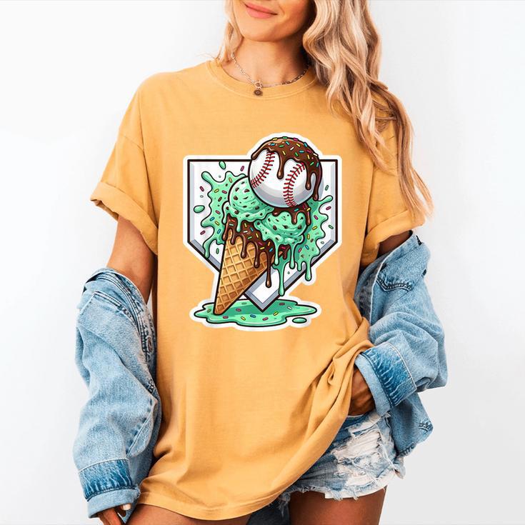 Baseball Boys Ice Cream Drip Baseball Boys Youth Mint Choco Women's Comfort Colors T-Shirt