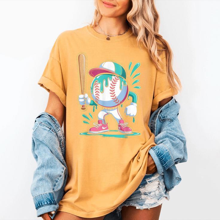 Baseball Character Cartoon Batter Drip Style Women Men Women's Comfort Colors T-Shirt Baseball Character Cartoon Batter Drip Style Women Men Women's Comfort Colors T-Shirt