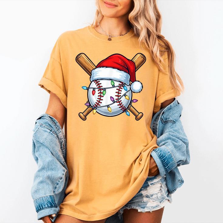 Baseball Christmas Lights Santa Christmas Baseball Player Women's Comfort Colors T-Shirt Baseball Christmas Lights Santa Christmas Baseball Player Women's Comfort Colors T-Shirt