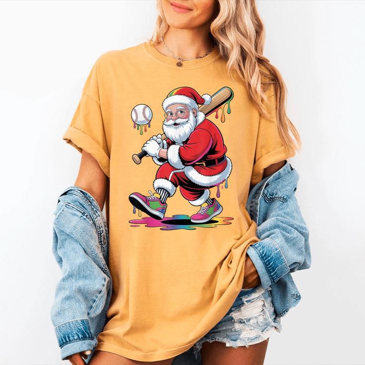 Baseball Christmas Santa Claus Batter Baseball Drip Women's Comfort Colors T-Shirt Baseball Christmas Santa Claus Batter Baseball Drip Women's Comfort Colors T-Shirt