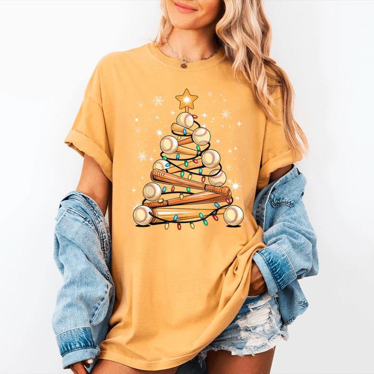 Baseball Christmas Tree Light Xmas Baseball Women's Comfort Colors T-Shirt Baseball Christmas Tree Light Xmas Baseball Women's Comfort Colors T-Shirt