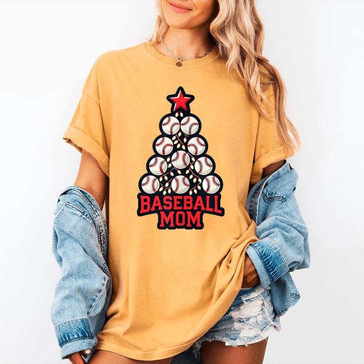 Baseball Christmas Tree Proud Baseball Mom Tee Women's Comfort Colors T-Shirt
