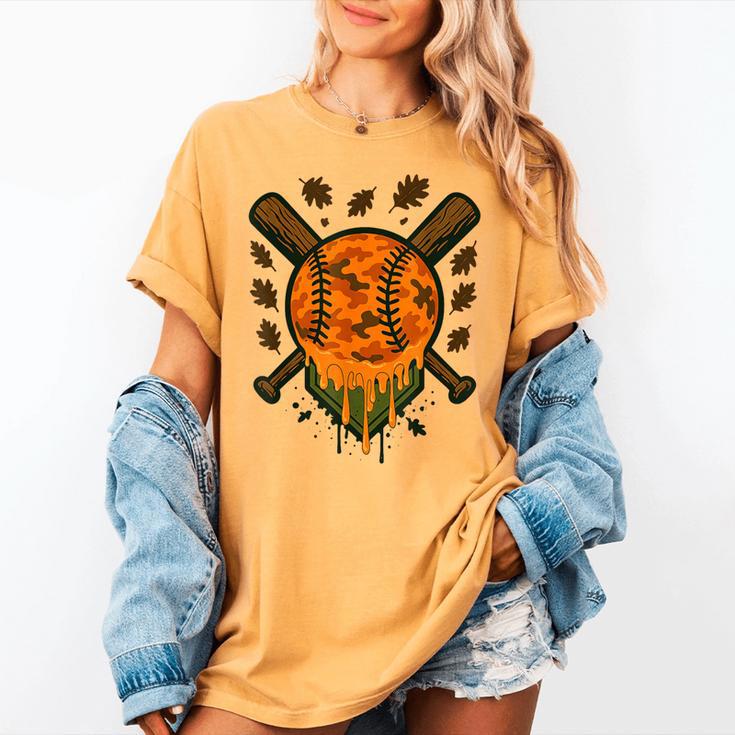 Baseball Drip Ice Cream Dripping Blaze Hunter Orange Camo Women's Comfort Colors T-Shirt