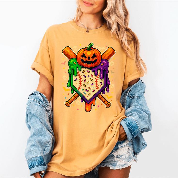 Baseball Drip Ice Cream Drip Halloween Baseball Lovers Women's Comfort Colors T-Shirt Baseball Drip Ice Cream Drip Halloween Baseball Lovers Women's Comfort Colors T-Shirt