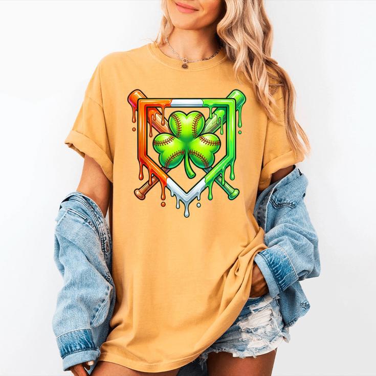 Baseball Drip Ice Cream St Patricks Day Shamrock Lucky Women's Comfort Colors T-Shirt Baseball Drip Ice Cream St Patricks Day Shamrock Lucky Women's Comfort Colors T-Shirt