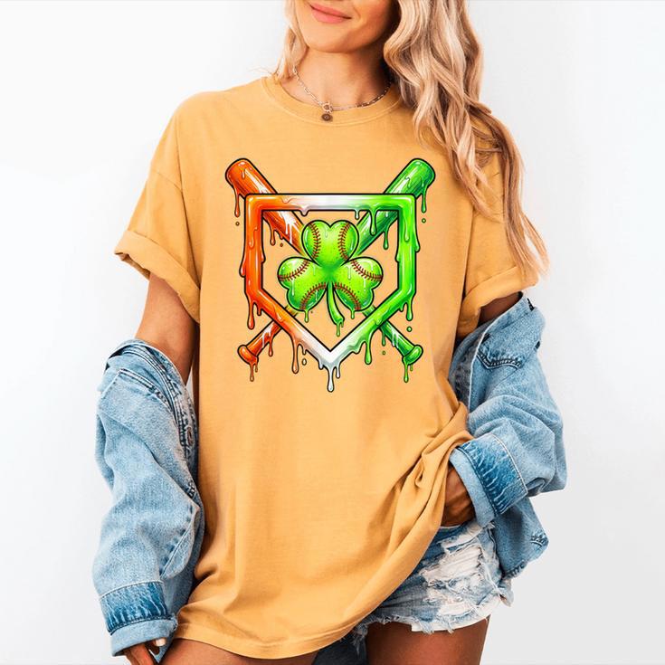 Baseball Drip Ice Cream St Patricks Day Shamrock Women's Comfort Colors T-Shirt