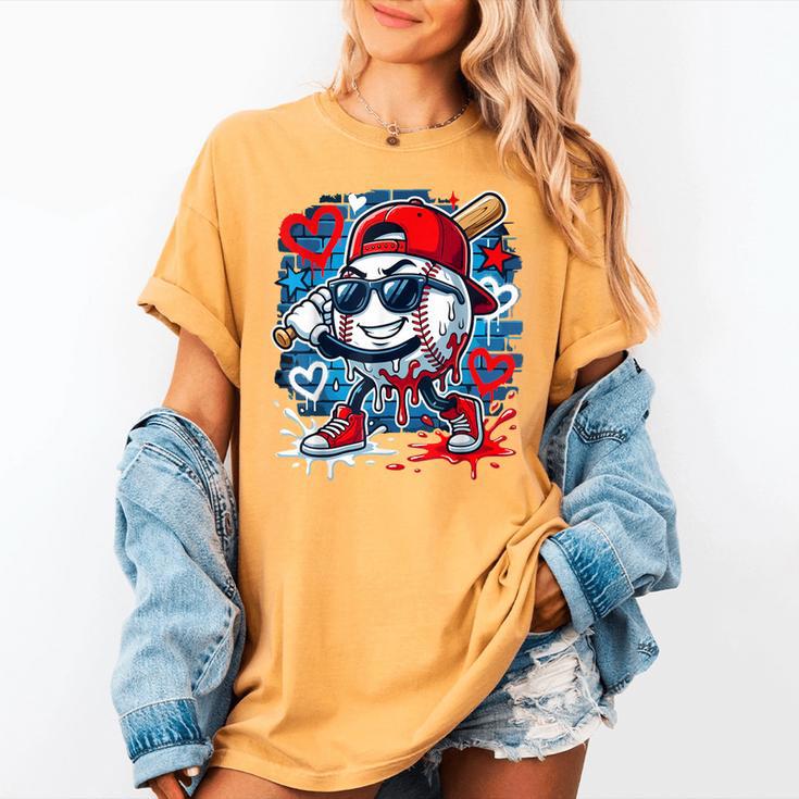 Baseball Drip Icecream Heart Valentine Day Boys Kids Red Women's Comfort Colors T-Shirt
