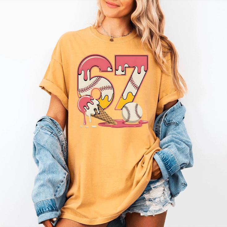 Baseball Drip Number 67 Player Ice Cream Or 67th Birthday Women's Comfort Colors T-Shirt Baseball Drip Number 67 Player Ice Cream Or 67th Birthday Women's Comfort Colors T-Shirt
