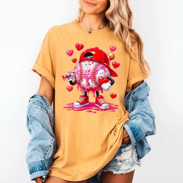 Baseball Drip Valentine Sports Vday Ice Cream Drip Heart Women's Comfort Colors T-Shirt Baseball Drip Valentine Sports Vday Ice Cream Drip Heart Women's Comfort Colors T-Shirt