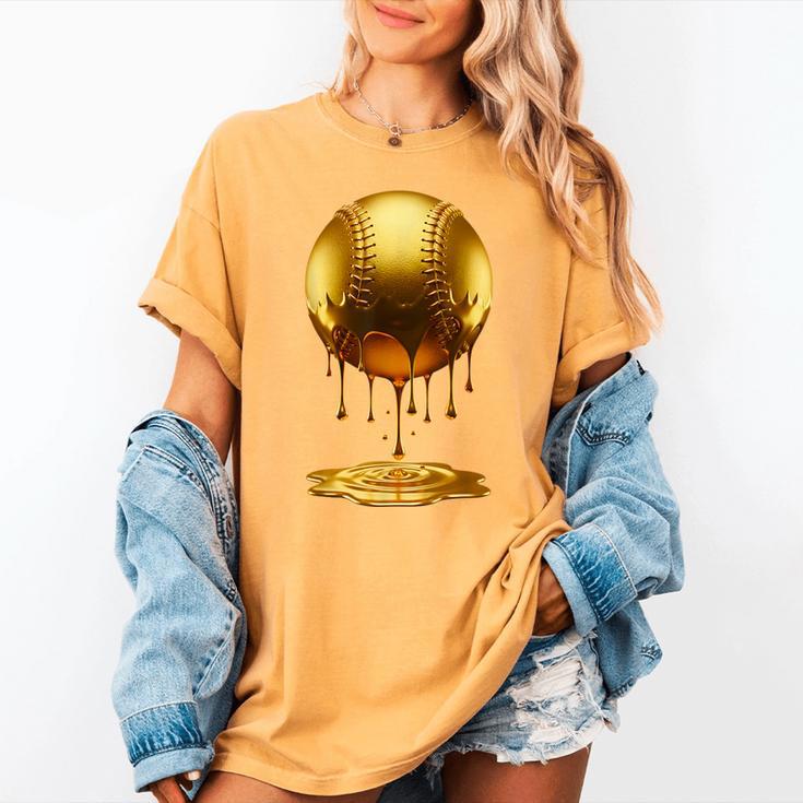 Baseball Dripping Drip Gold Sport Player Coach Baller Women's Comfort Colors T-Shirt