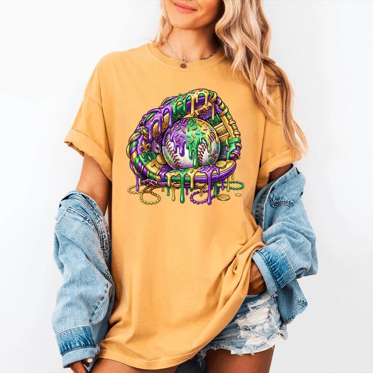 Baseball Glove Ice Cream Mardi Gras Dripping Boys Youth Kids Women's Comfort Colors T-Shirt