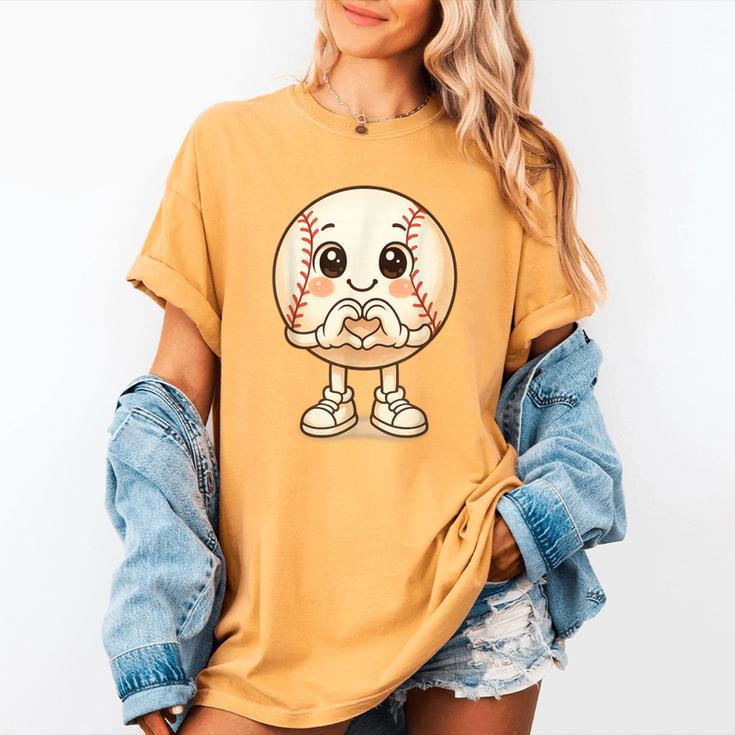 Baseball With Heart Hands Love Cute Baseball Women's Comfort Colors T-Shirt