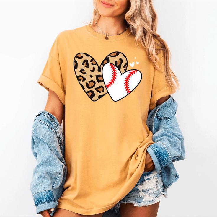 Baseball Heart Leopard Heart Sport Baseball Mom Women's Comfort Colors T-Shirt