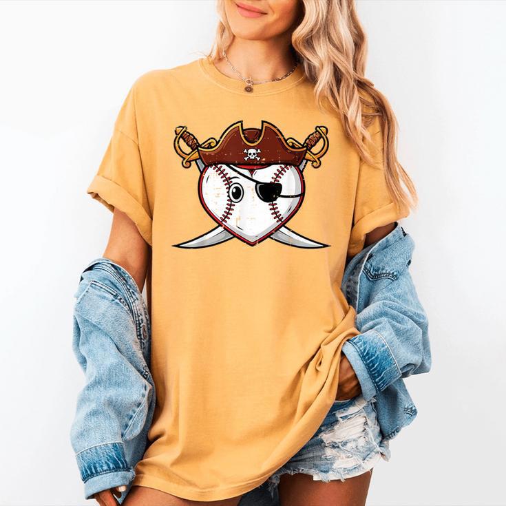 Baseball Heart Pirate Hat Crossed Swords Men Boys Kids Youth Women's Comfort Colors T-Shirt