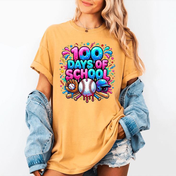 Baseball Ice Cream Drip 100 Days Of School Student Teacher Women's Comfort Colors T-Shirt