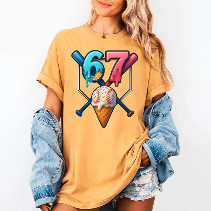 Baseball Ice Cream Drip 67 Six Seven Gen Alpha Slang Meme Women's Comfort Colors T-Shirt