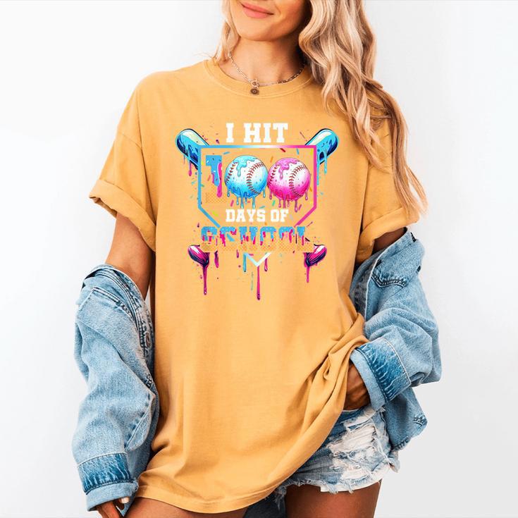 Baseball Ice Cream Drip I Hit 100 Days Of School Boys Kids Women's Comfort Colors T-Shirt Baseball Ice Cream Drip I Hit 100 Days Of School Boys Kids Women's Comfort Colors T-Shirt