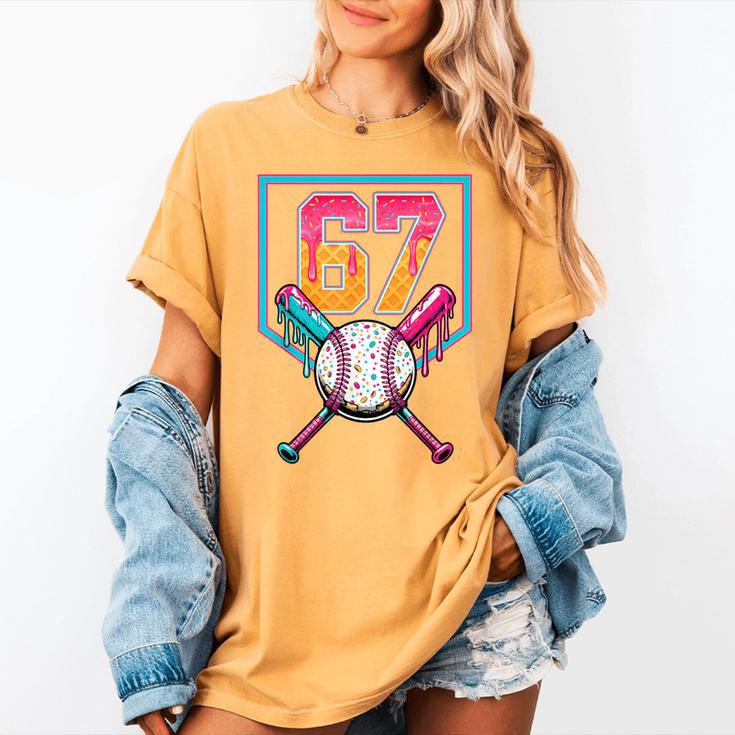 Baseball Ice Cream Drip Number 67 Player 67th Birthday Men Women's Comfort Colors T-Shirt Baseball Ice Cream Drip Number 67 Player 67th Birthday Men Women's Comfort Colors T-Shirt