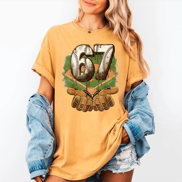 Baseball Ice Cream Drip Number 67 Playground Player 67th Women's Comfort Colors T-Shirt