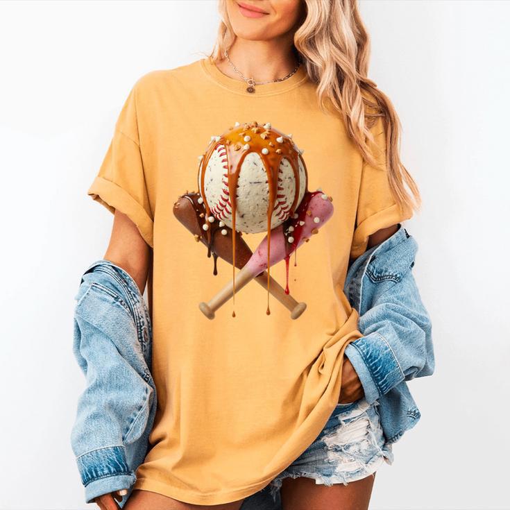 Baseball Ice Cream Drip Style Melting Ice Cream Youth Teen Women's Comfort Colors T-Shirt Baseball Ice Cream Drip Style Melting Ice Cream Youth Teen Women's Comfort Colors T-Shirt