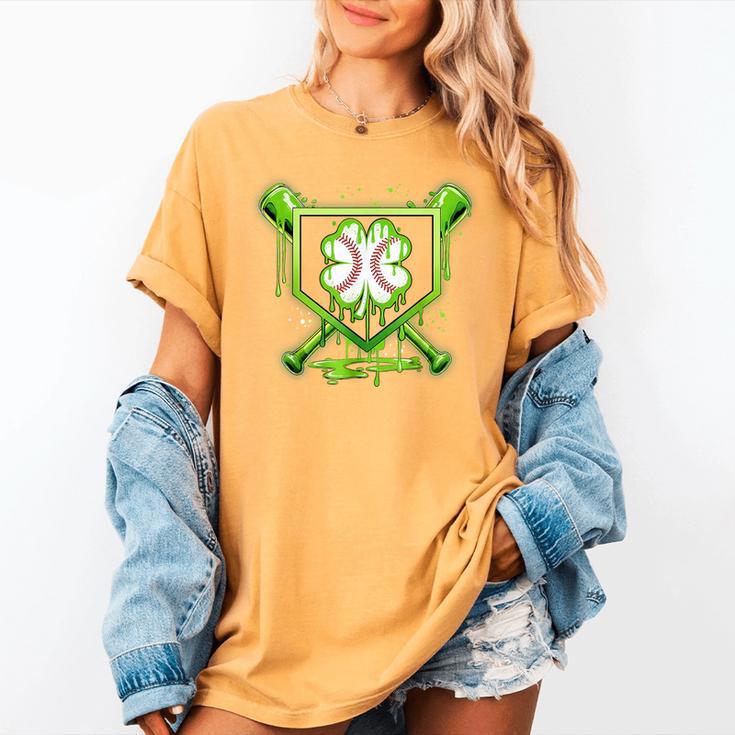 Baseball Icecream St Patrick's Day Lucky Charm Shamrock Drip Women's Comfort Colors T-Shirt Baseball Icecream St Patrick's Day Lucky Charm Shamrock Drip Women's Comfort Colors T-Shirt